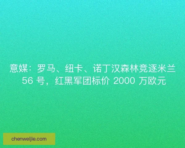 意媒：罗马、纽卡、诺丁汉森林竞逐米兰 56 号，红黑军团标价 2000 万欧元