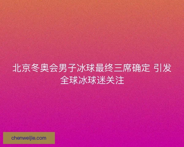 北京冬奥会男子冰球最终三席确定 引发全球冰球迷关注