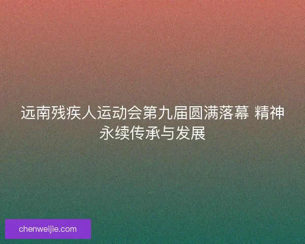 远南残疾人运动会第九届圆满落幕 精神永续传承与发展