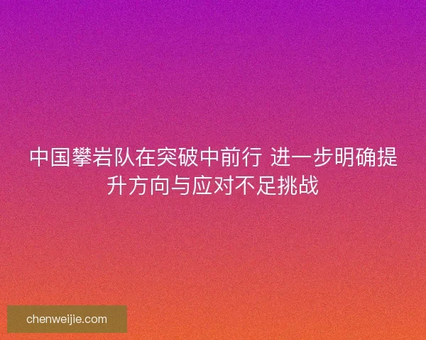 中国攀岩队在突破中前行 进一步明确提升方向与应对不足挑战